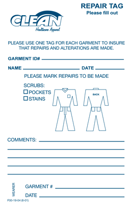 Repair Tag (5000 Per Unit Ordered)