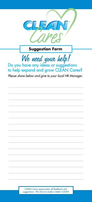 Clean Cares Suggestions (250 Per Unit Ordered)