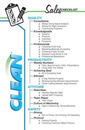 Sales Checklist (10 pads per Unit Ordered)